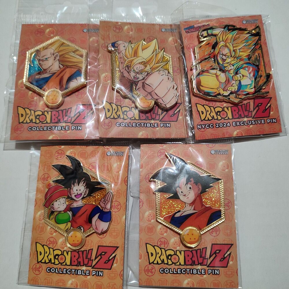 Dragon Ball Z Son Goku Enamel Pins Lot Of 5 Official Collectible Badges Set